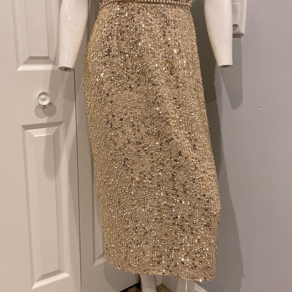 NWOT Mac Duggal gold cocktail midi dress - Picture 8 of 16